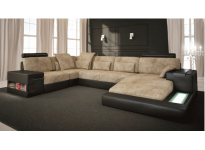 Stūra dīvāns dīvāns dzīvojamais telpa forma polster Couch ādas dīvāns audums āda USB + LED