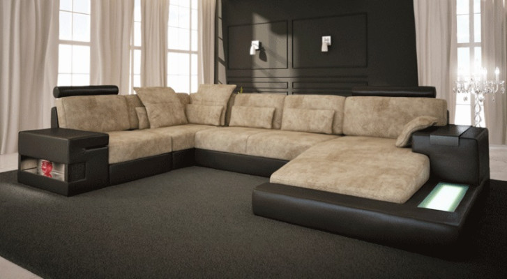 XXL stūra dīvāns U formas ādas dīvāns dīvāns polster couch āda audekls usb dzīvojamā telpa