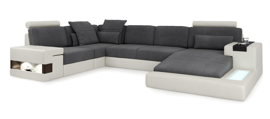XXL stūra dīvāns U formas ādas dīvāns dīvāns polster couch āda audekls usb dzīvojamā telpa