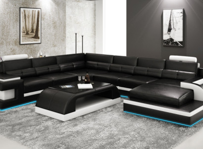 Ādas dīvāns Dīvāns Dzīvojamais stūra dīvāns stūra komplekts Moderns dizains Sofa L6017