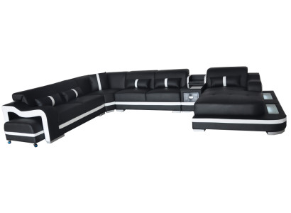 Ādas dīvāns Polster Sitz Design Modern Eck Garnitur Sofa Wohnlandschaft U-Form