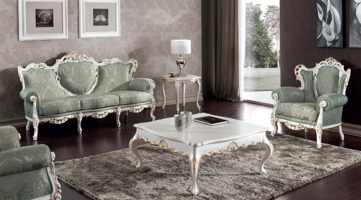 Sofas komplekts Dīvāns Klasiskā baroka mēbeles Dzīvojamā istaba Dīvāns 5 gab. Dīvāns Galds