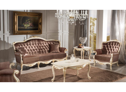 Klasiskās dzīvojamās istabas mēbeles Dīvāns Sofa Krēsla Galda lampu galds 4gb.