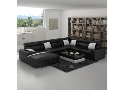 Ādas dīvāns Dīvāna dzīvojamo zonu stūra dīvāns Stūra komplekts Moderns dizains Sofa F3016 jauns