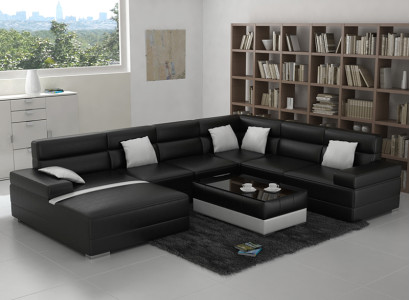 Ādas dīvāns Dīvāna dzīvojamo zonu stūra dīvāns Stūra komplekts Moderns dizains Sofa F3016 jauns