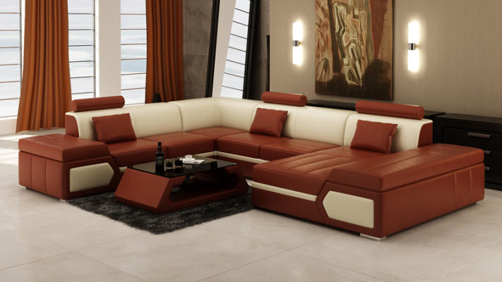 Ādas dīvāns Sofa Dīvāns Dīvāngaldu stūra dīvāns komplekts dizains moderns melns +USB