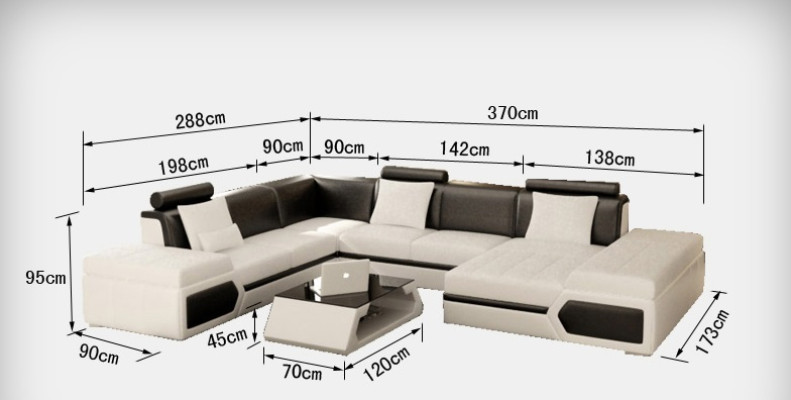 Ādas dīvāns Sofa Dīvāns Dīvāngaldu stūra dīvāns komplekts dizains moderns melns +USB