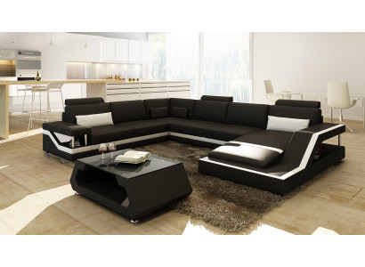 Dizainera stūra dīvāns dzīvojamai istabai Big Modern Leather Sofa + USB Patentēts JAUNUMS