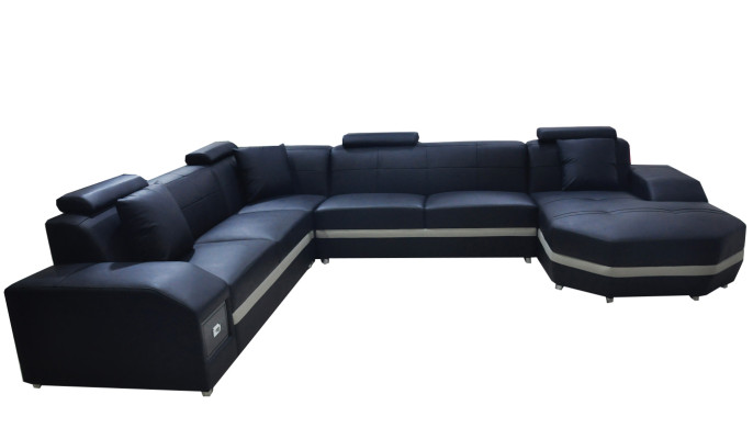 Stūris ādas Moderns XXL dīvāns dzīvojamā zona sēž polster couchen sofa U-formā jauns.