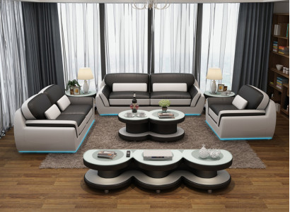 Ādas dīvāns dīvānu komplekts Jauns 3+2+1 sēdvieta Dekora komplekts Moderns dizains