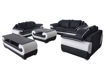 Sofas komplekti ar ādas apdari, dizaina sofa, mēbeļu komplekts 4 gab. 3+2+1 ar USB.