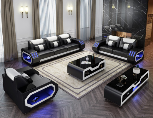 Sofas komplekts ādā, polster dīvāns 3+2+1 vietās komplekts G8046D dīvāni