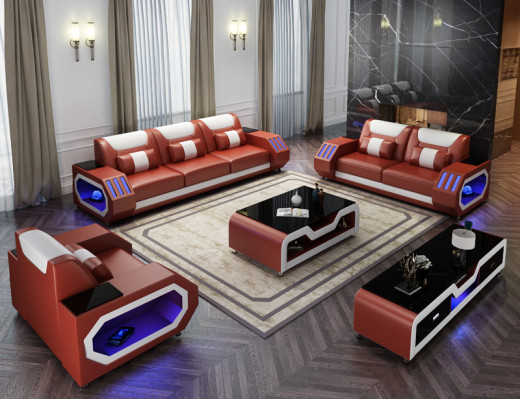 Sofas komplekts ādā, polster dīvāns 3+2+1 vietās komplekts G8046D dīvāni