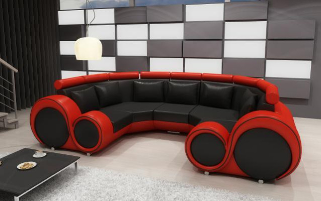 Exkluzīva mūsdienu ādas sofa no premium mākslīgās ādas ar koka rāmi.