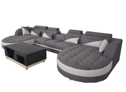 Stūra dāvanu dīvānu sofa sēdekļa komplekts Mūsdienīgs U formas mājai L-formas kliņģiere ādas