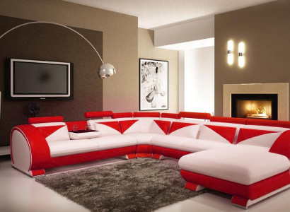 Ādas dīvāns ar USB Ādas dīvāns Lielais dīvāns Stūra dīvāns no ādas XXL dzīvojamā platība U formas.