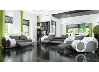 Ādas dīvāns sofa komplekts 321 sēdekļi ar USB, mīkstā dīvāngarnitūra BERLĪNE.