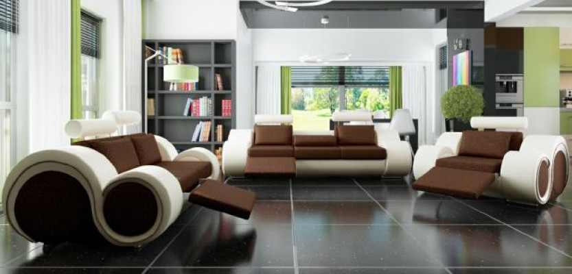 Dizainera dīvānu komplekts 3+2+1 ar USB polsterētu dīvānu komplekts brūnā dīvānu komplektā.