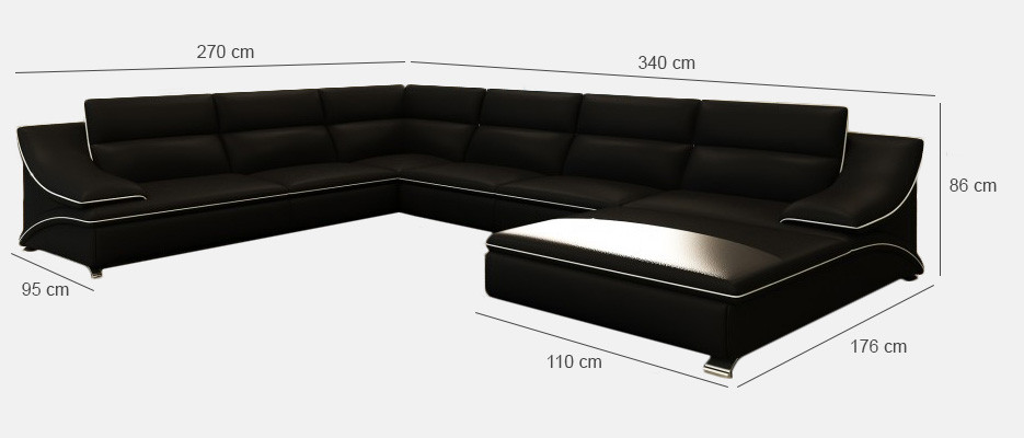 Ekskluzīva ādas stūra dīvāna forma U forma - luksuss un elegances jūsu mājās.
