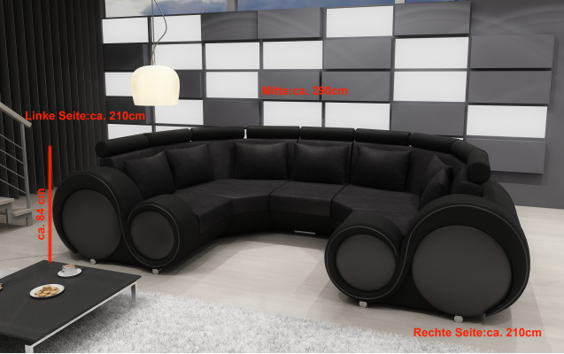 Ecksofa + USB dzīvojamā istaba U formas tekstils Lielais XXL Ecksofa audums Tekstila sofa jauna