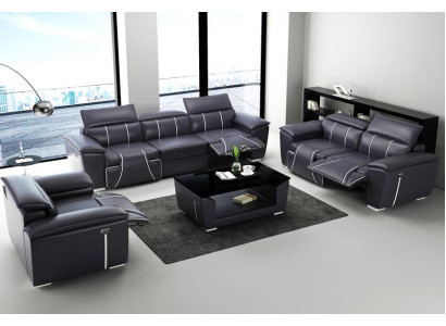 Sofa komplekts ar 3+3 mēbelēm no mēbelēm ar ādas dizainu, komplektā iekļautas 2 daļas.