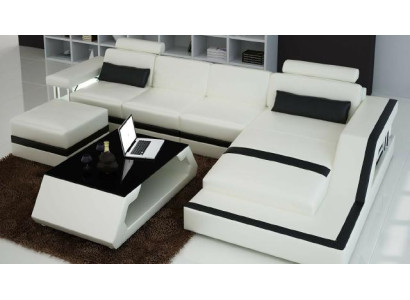 Dizainera dzīvojamā zonā Big Modern Leather Sofa ar USB HAMBURG III Sofa ar stūra detaļām Sofa