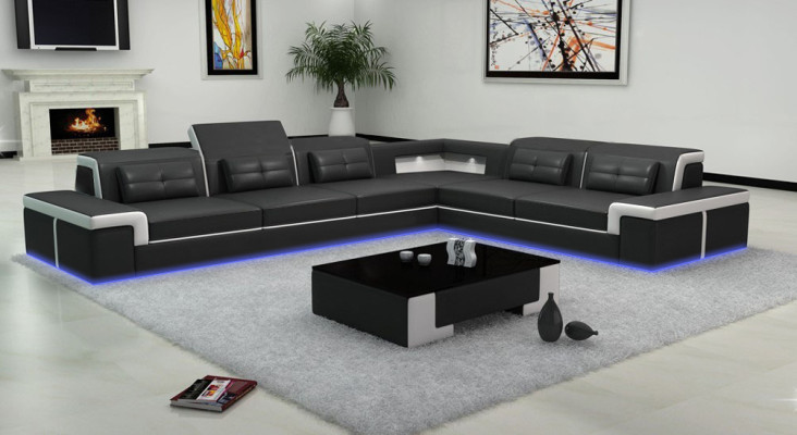 Dīvāns Stūra dīvāns Polster Wohnzimmer dizains Stūra dīvāns LForm Wohnlandschaft USB + LED