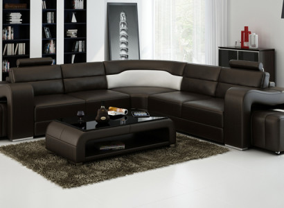 Ādas dīvāns Guļamistaba stūra dīvāns Stūra komplekts Moderns dizains dīvāns F3008B