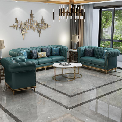 Ādas dīvāns Sofa Chesterfield Dīvāni Dīvāns Mīka polsteris Ādas dīvāns Dzīvojamā istaba