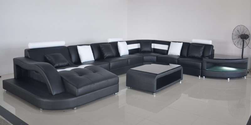 Stūrgalda U-formas dzīvojamā telpa Dīvāns Sofa Stūrains Auduma Dīvāni Mēbeles Āda