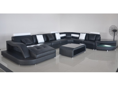 Stūrgalda U-formas dzīvojamā telpa Dīvāns Sofa Stūrains Auduma Dīvāni Mēbeles Āda