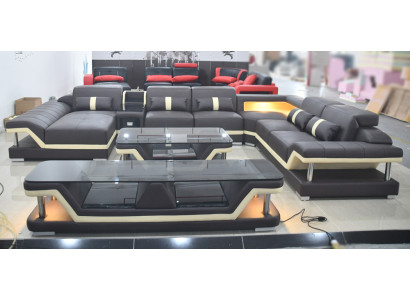 Mūsdienu dizaina dzīvojamā istaba Sofa Stūra dīvāns Polster Couch rtv Couchtisch Leder