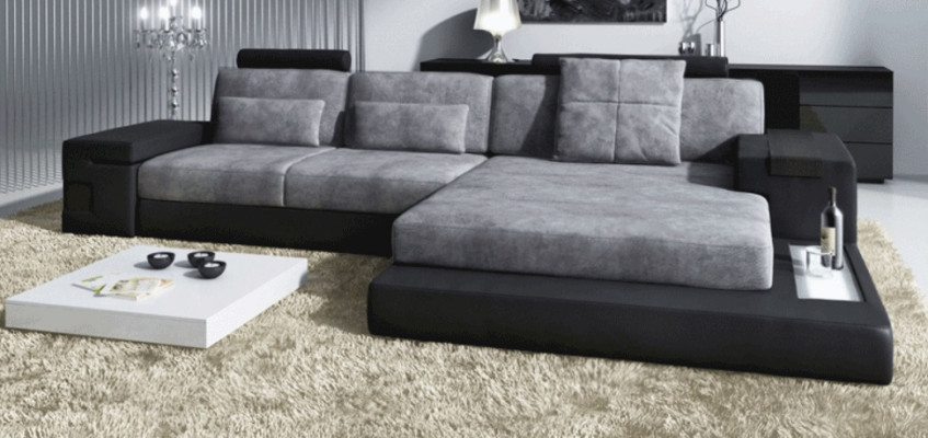 Stūra dīvāns dzīvojamā istaba L-formas polster sofa mākslīgā āda dizains JAUNS Moderns