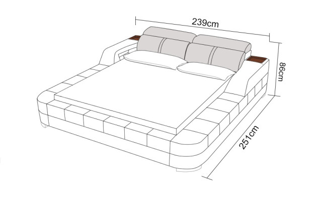 Luksusa ūdens gultas divvietīgā multifunkcionālā gulta ar USB savienojumu, 180x200 cm.