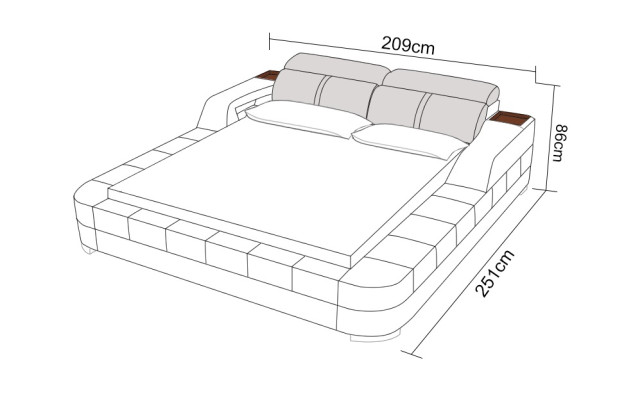 Luksusa ūdens gultas divvietīgā multifunkcionālā gulta ar USB savienojumu, 180x200 cm.