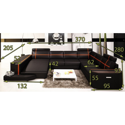 Elegants U-formas mīksto mēbelu dīvāns Moderns dizains stilīgiem dzīvojamām telpām