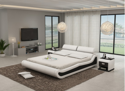 Ūdens gulta viesnīca divvietīga gulta ar USB komplektu, pilnīgi no ādas veidots gultas paklājs.