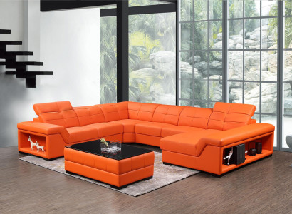 XXL kolekcijas dizainera dzīvojamās zonas stūra dīvāns dīvāns U formas galds ādas mebeles Jauns