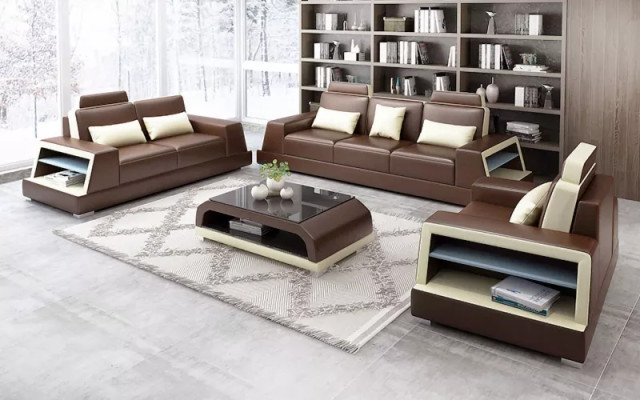 Sofas komplekts 3-vietīga dīvāns galds no ādas mūsdienīgs dīvāns dīvāns iekārta istabas pie mājas