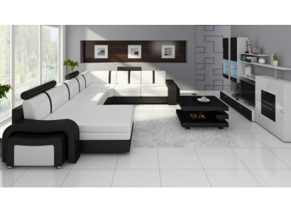 Dizainera dzīvojamā zona Sofa Polster Ledersofa Ecksofa Couch Ledergarnitur NEU