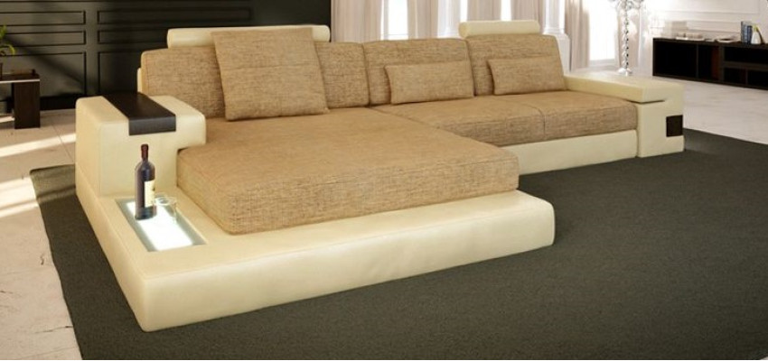 L-formas dīvāns Kanapes dizains Dīvāns Tekstils Moderna polsteri Dzīvojamā istaba Stūra dīvāns Jaunums