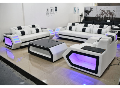 sofas komplekts ar baltu kanapi setu 321 sēdvietu polster eckgarnituren dzīvojamā istabā sofai