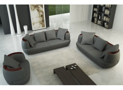 Sofas komplekts Royal Luxus dizaina dīvāns Polster 3+2+1 ādas dīvāns Sēdeklis Royal pelēks.