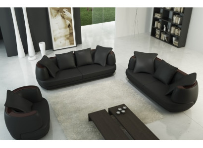 Sofas komplekts Dīvāns Polster Āda Dīvāns 3+2+1 Klasiskie Dīvāni Karaliskā Sēde Melns