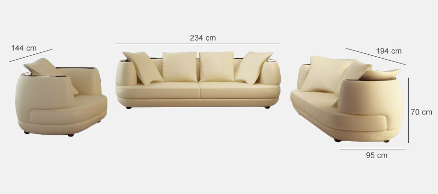 Sofas komplekts Royal Luxus dizaina dīvāns ar polsteriem 3+2+1 ādas dīvāns krēsls beigeA