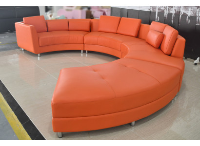 Ledersoda Sofa Moderns apdare Āda Apļveida dzīvojamās telpas stūra dīvāns Apļveida dīvāns