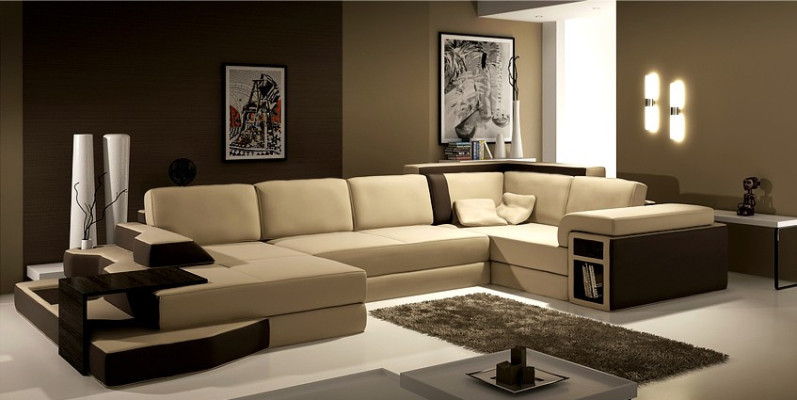 XXL Dizaina Liels Sofa +USB Stūra dīvāns Dīvāns Wohlandschaft U Forma Āda Tekstils Stūris