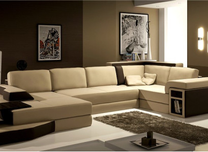 XXL Dizaina Liels Sofa +USB Stūra dīvāns Dīvāns Wohlandschaft U Forma Āda Tekstils Stūris