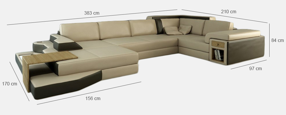 XXL Dizaina Liels Sofa +USB Stūra dīvāns Dīvāns Wohlandschaft U Forma Āda Tekstils Stūris