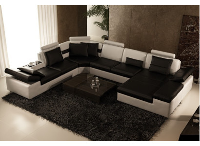 Ādas dīvāns, dīvāns, sofa, mājās, stūra dīvāns, komplekts, moderns dizains, sofa K5014.